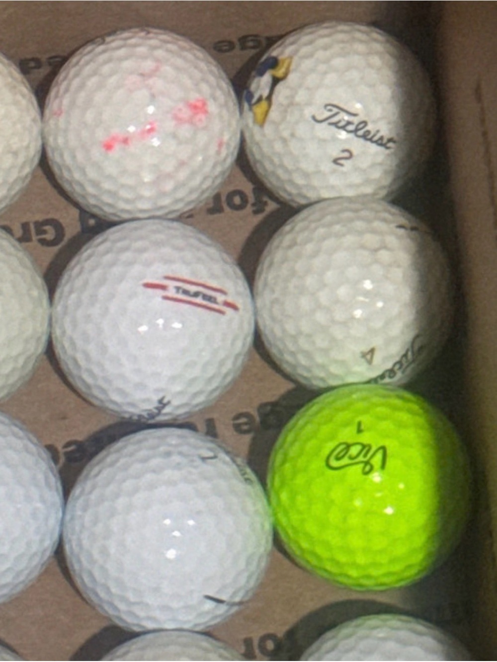 Subcategory selection for image of golf balls